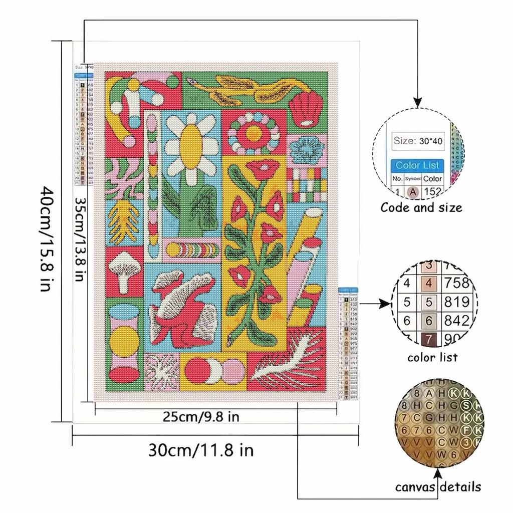 Diamond Painting Kit.full Diamond Round Mosaic Abstract Flower Rabbit Mushroom Handmade.home Decoration Gift