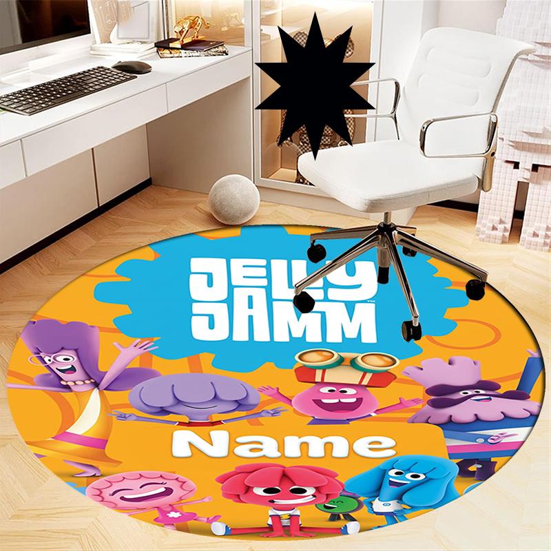Custom Name Jelly Jamm Printed Round Rug Carpet Chair Rug Area Rug Entryway Doormats,for Office Chair Living Room Bedroom Kitchen Room.