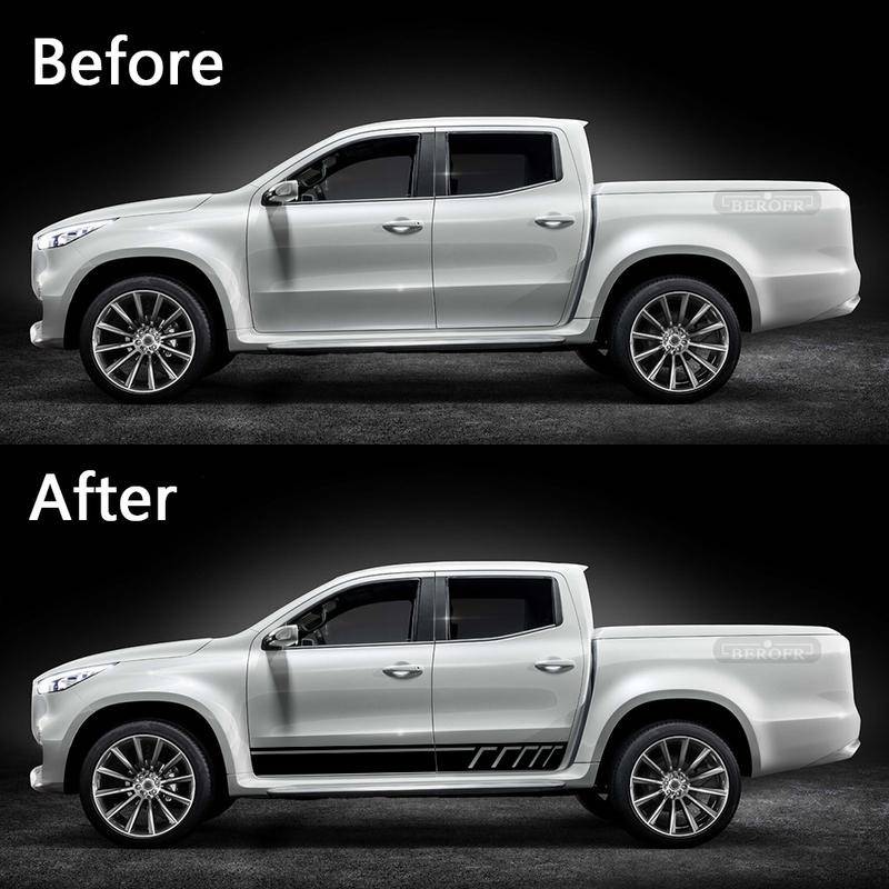 2Pcs for Mercedes Benz X Class W470 Car Sticker Side Door Styling Sport Racing Stripe Skirt Vinyl Body Long Decal Accessories