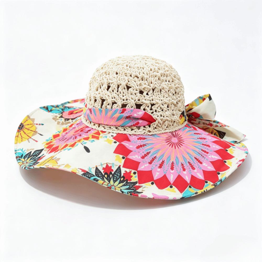 Foldable Large Brim Straw Hat Large Brim Sunshade Hat Ethnic Style Beach Hat Beach