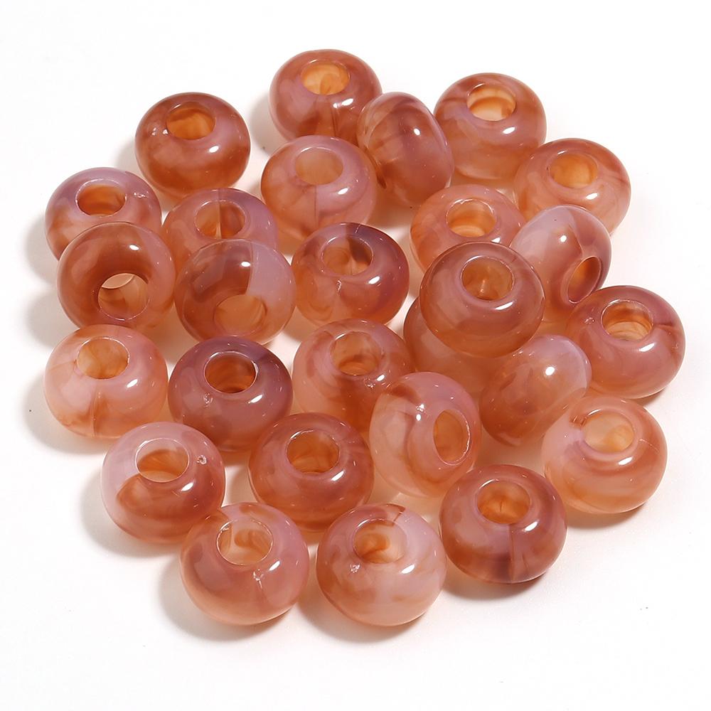50pcs/lot 14mm Colored Round Acrylic Beads Big Hole Spacer Loose Beads For Jewelry Making DIY Crafts Bracelet Necklace Accessory