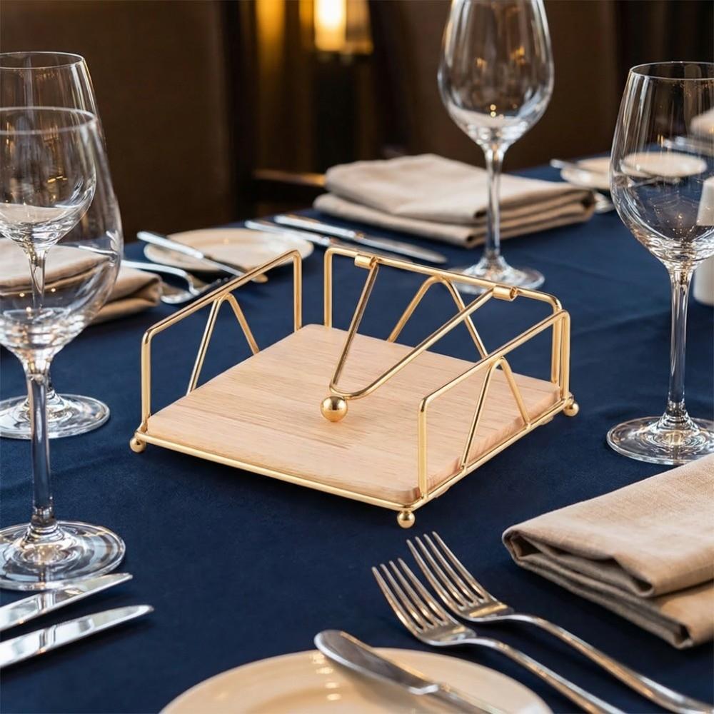Practical Iron Tissue Box Tabletop Sturdy Napkin Holder Decorative Square Table Storage Restaurant Table