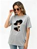 Cotton  Cartoon Elegant Lady With Big Black Hat Print Women T Shirt Fashion Doll Graphic Crew Neck Loose Short Sleeve YK
