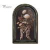 Halloween Desktop Ornament Arched Wooden Wall Decor, Ghost Cat Hanging Ornament, Distressed Gothic Solid Wood Frame Tabletop Decor Plaque, Spooky Home