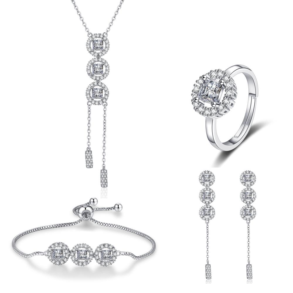 Drop Earrings Necklace Set for Women Vintage Jewelry Set AAAAA Zircon Wedding Engagement Gifts