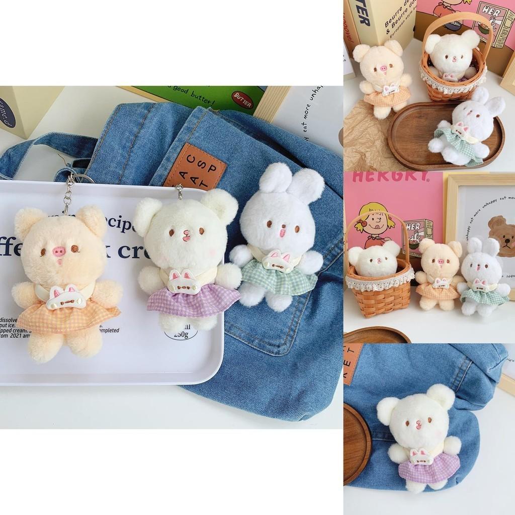 Adorable Cartoon Dress Teddy Bunny Plush Toys For Kids Backpack Keychains