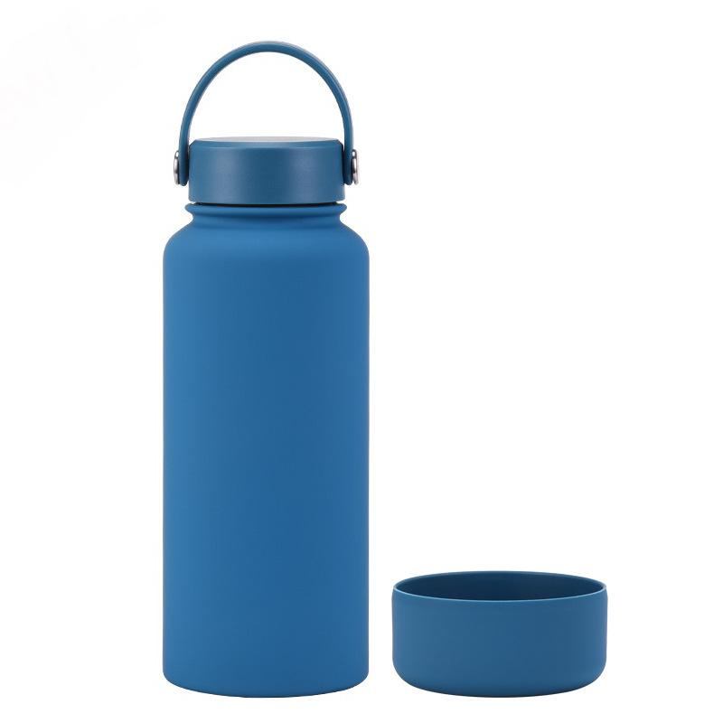 1L Large-Capacity Thermos Cup With Non-Slip Bottom, Portable Outdoor Sports Kettle, Frosted Water Cup