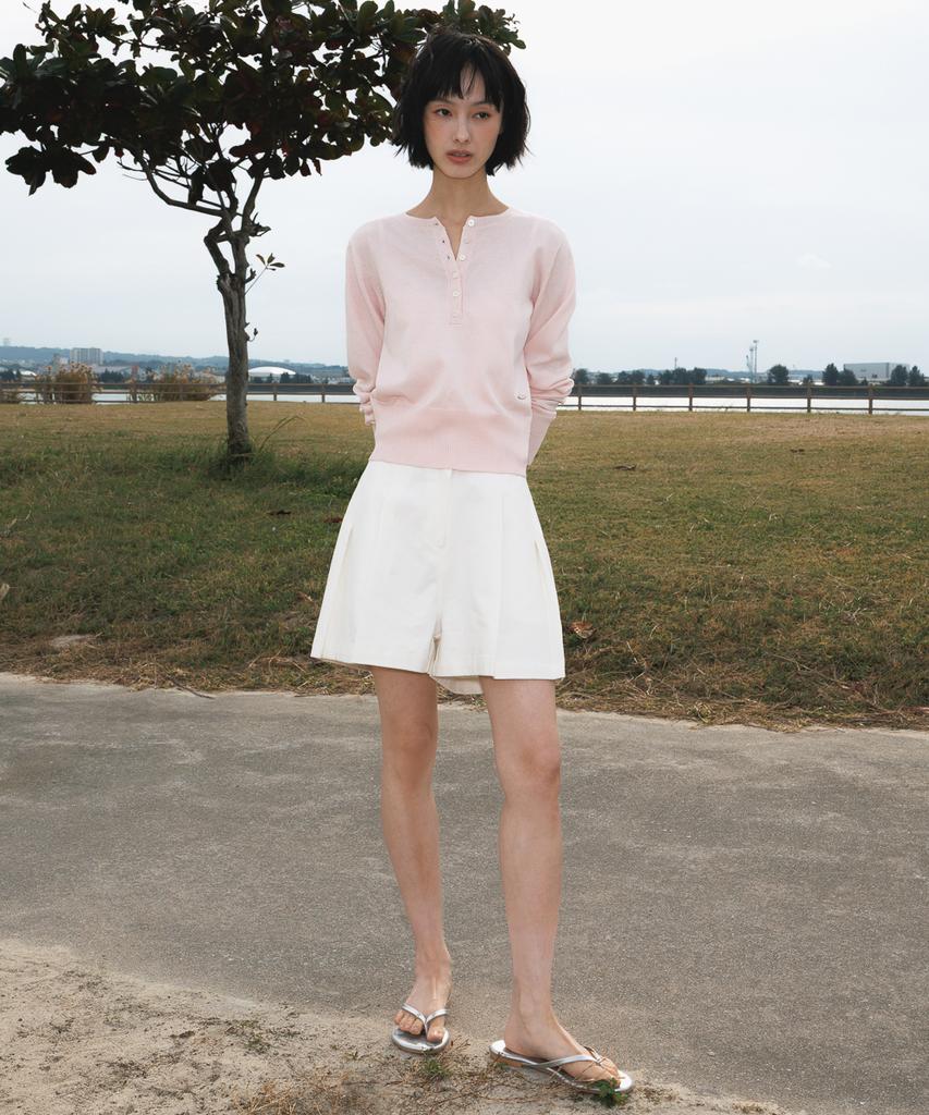 DEHEVE Summer Henley Neck Knit [Pink]