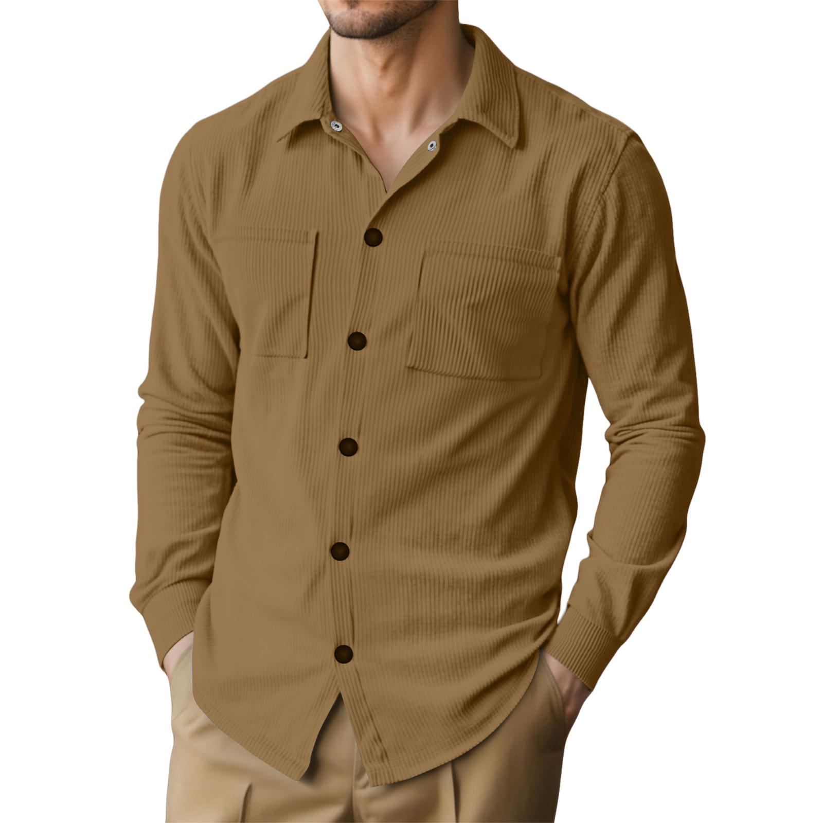 

Men s Fall Casual Outdoor Collared Corduroy Pullover Long-Sleeve Jacket M верблюд