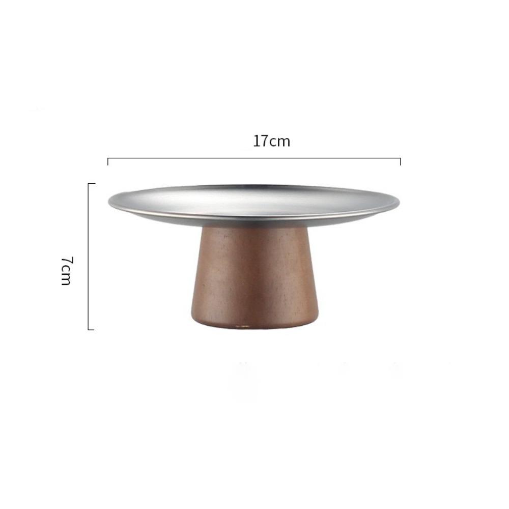 

Stable Cake Tray Stainless Steel Dessert Plate New Snack Container Home Decoration Silver-S
