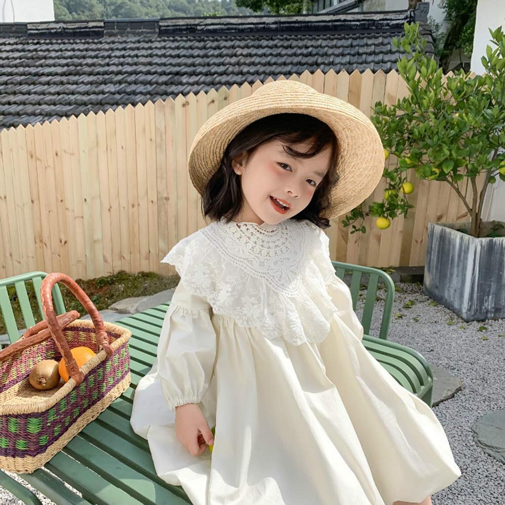 SLINX Baby Girl Dress with Detachable Cute Fluffy and Perfect for and Ages White Collar, Princess-Style Tunic, Gathered, Spring, Summer, Fall, 1-6