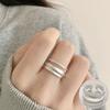 Elegant Frosted Matte Wide Band Open Ring for Women - S925 Silver Plated, Trendy INS Style