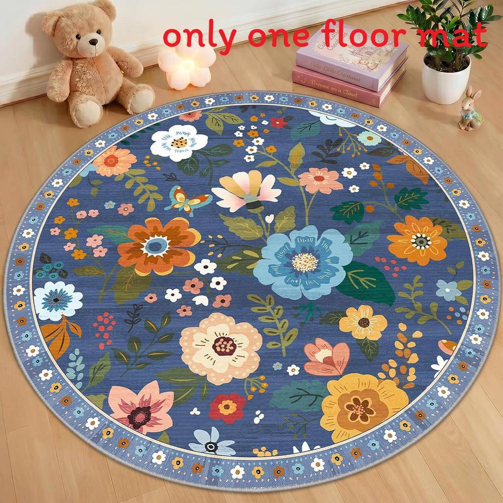Christmas Cartoon Round Rug Waterresistant Carpet For Living Room Decor