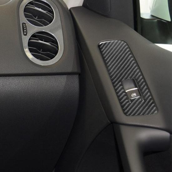 2Pcs For Volkswagen Tiguan Carbon Fiber Interior Front Door Control Cover Trim