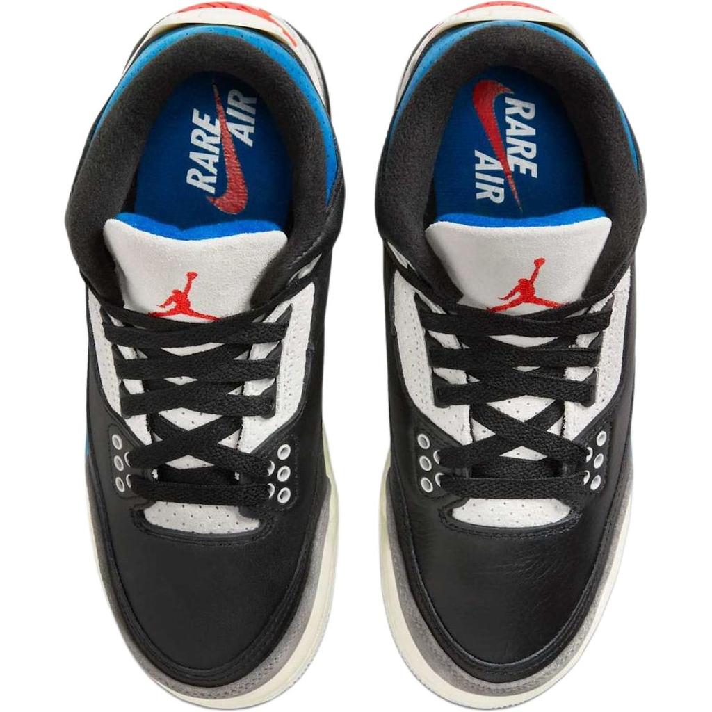 New Jordan Air Jordan 3 Anti Slip Wear Resistant Mid Top Children's Basketball Shoes Black Gray Unisex IB8968-004