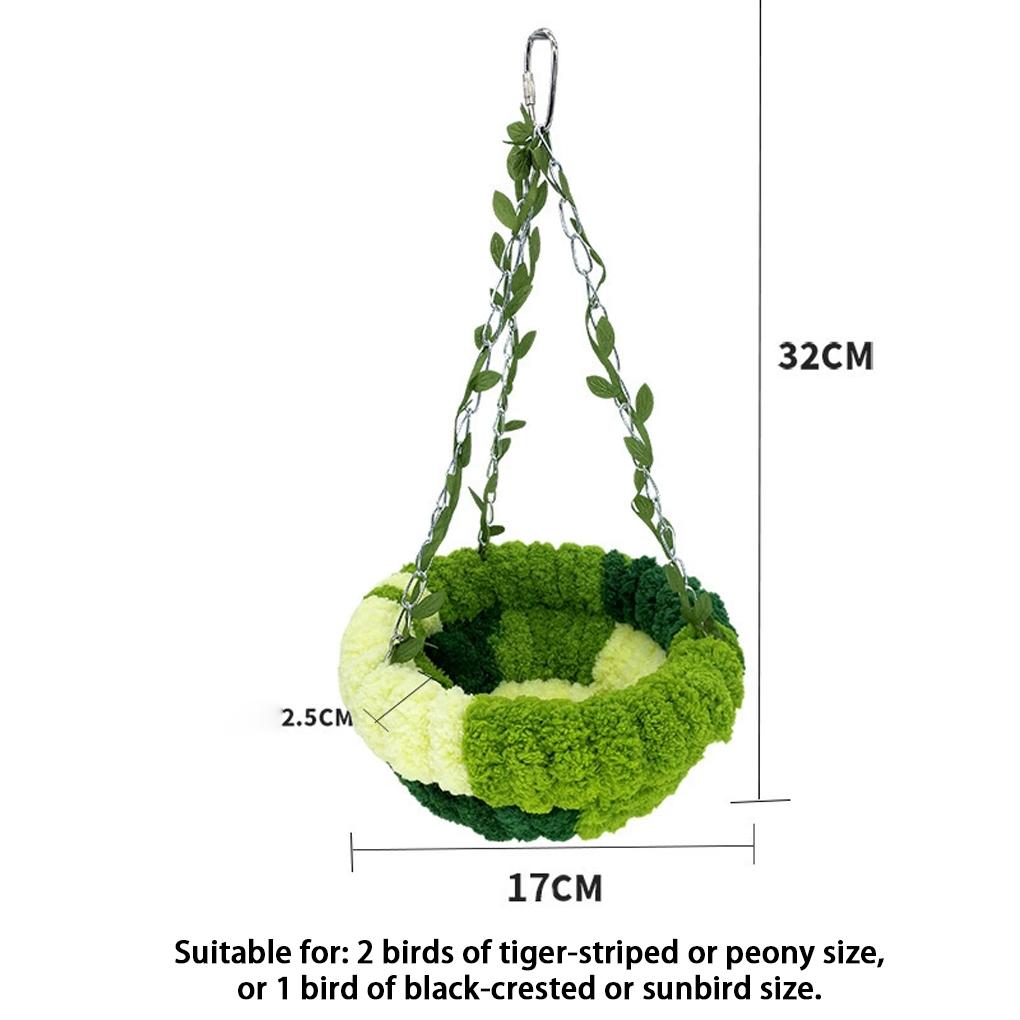 Bird Nest Swing Parrot Hammock Bed Comfortable Soft Coral Fleece Hanging Bird Sleeping Nest for Cage Green Parrot Nest for Cage