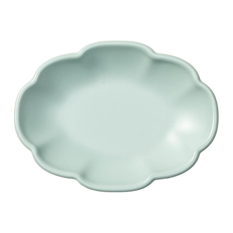 Verse Groene Bloem Bord Huishoudelijk Bord Keramisch Bord Effen Kleur Serviesbord Restaurant Snackbord Dessertbord