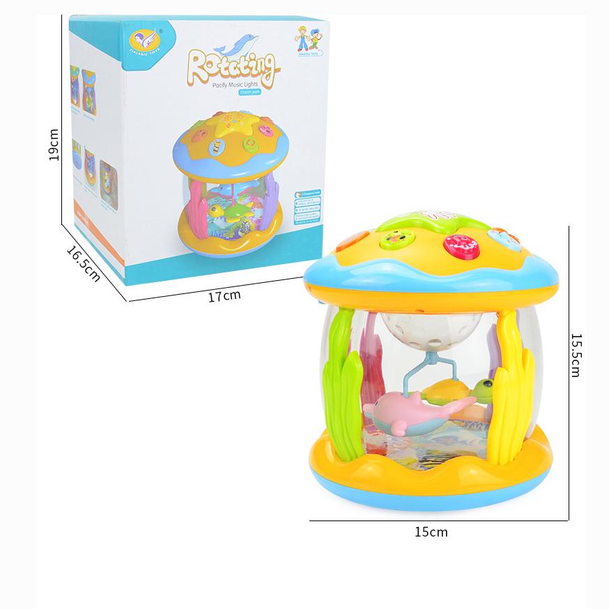 

Детские игрушки, игрушки для ползания от 6 до 12 месяцев, вращающийся океанический ночной проектор для детей, музыкальные игрушки с подсветкой и клавиатурой для малышей 1-3 лет, подарки для девочек и мальчиков 16*15*15cm синий/жёлтый