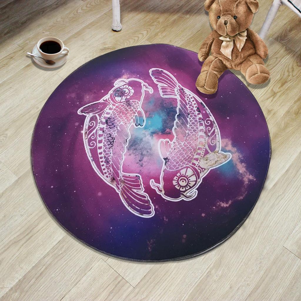 Creative 12 Constellation Round Carpet Living Room Bedroom Children's Cartoon Computer Chair Floor Mat Modern Home Carpet