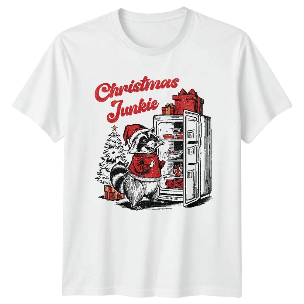 Christmas Junkie Raccoon Christmas Holidays Unisexs TShirt Unisexs Graphic Tee S