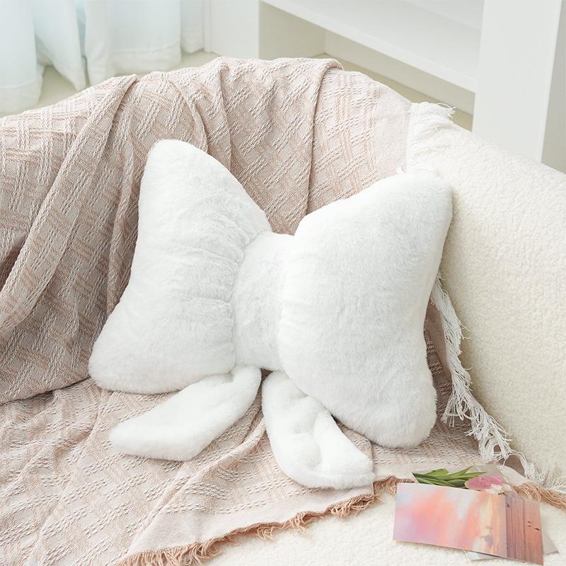 Simple Cute Bow Backrest Sofa Cushion - Comfortable, Breathable, Lace-Edged Support for Living Room or Bedside
