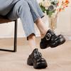 Johnature Genuine Leather Round Toe Thick Soled Shoes Retro Belt Buckle Outdoor Platform Slippers