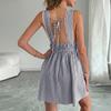 Women Fashion Sleeveless Striped Deep V-neck Summer Dress