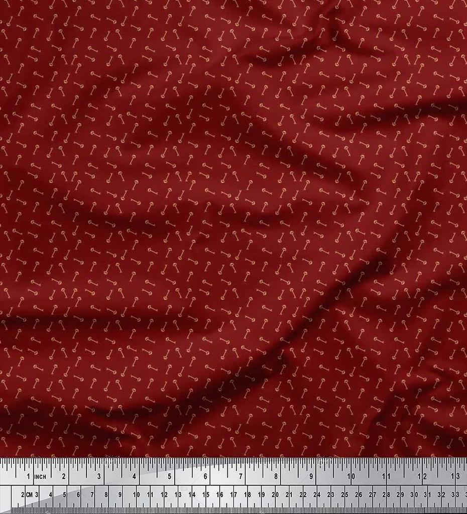 Soimoi Japan Crepe Satin Fabric Key Shirting Fabric Prints By Metre 42 Inch