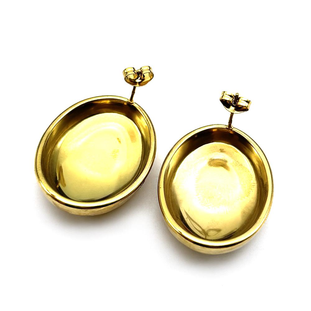 Stainless Steel Minimalist Smooth Oval Stud Earrings for Women Gold Color Hollow Ball Geometric Ear Studs Earring Jewelry Gift