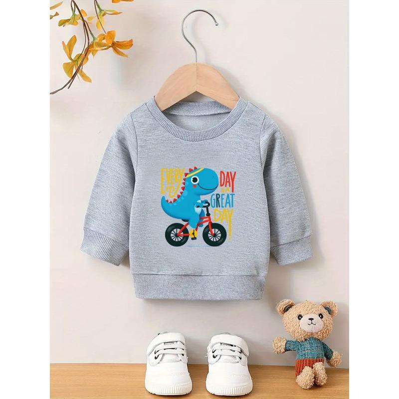 European Size Cartoon Print Pattern, Comfortable Spring and Autumn Baby Thin Round-neck Sweatshirt for 0-3 Year Old Male Infants