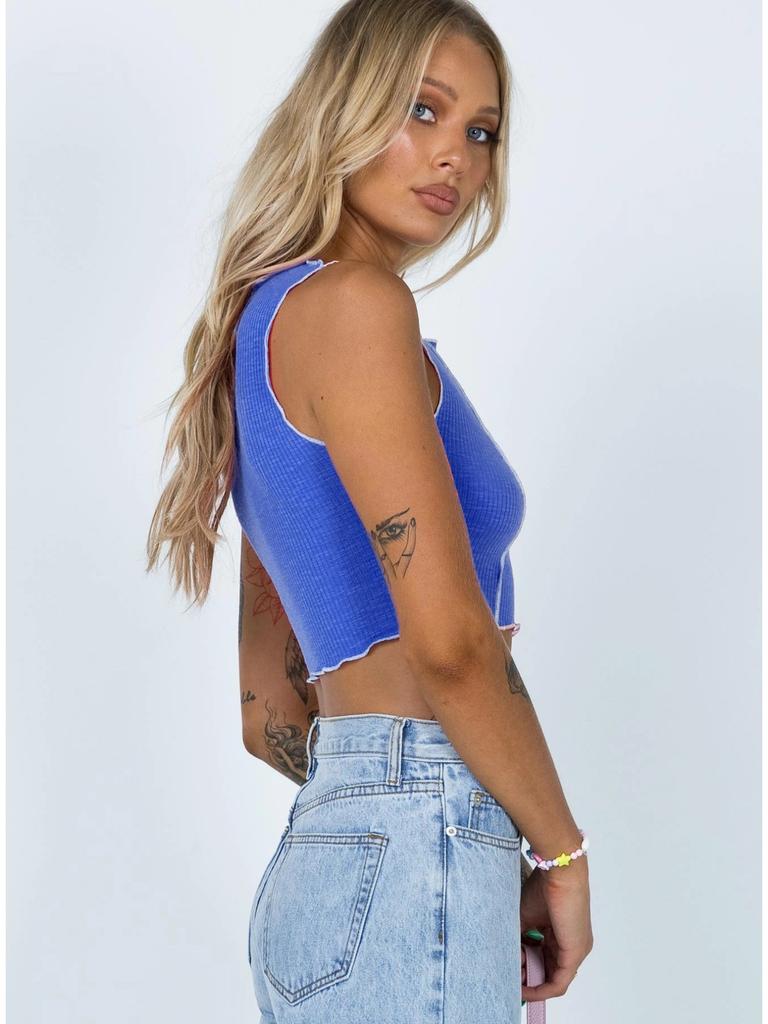 Ležérní tílko Halter Crop Tops Ženy Léto Camis Kontrastní barva Košilka Módní Trubka Dámská zkrácená vesta bez rukávů