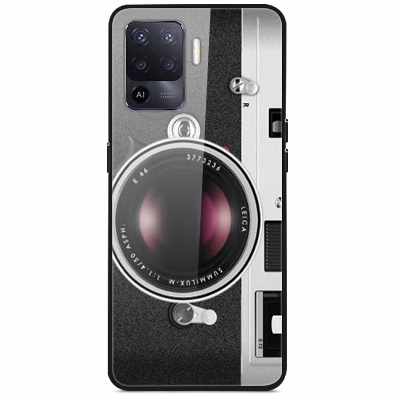 Tempered Glass Case For Oppo Reno5 Lite Hard Back Cover for Oppo Reno 5 Lite Luxury Painted Reno5Lite Funda 6.43'' Shockproof