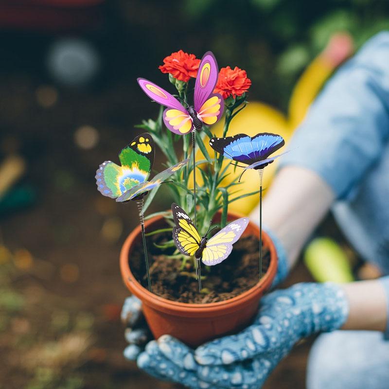 50Pcs Butterflies Garden Yard Planter Colorful Whimsical Butterfly Stakes Decoration Home Outdoor Flower Pots Decor Supplies