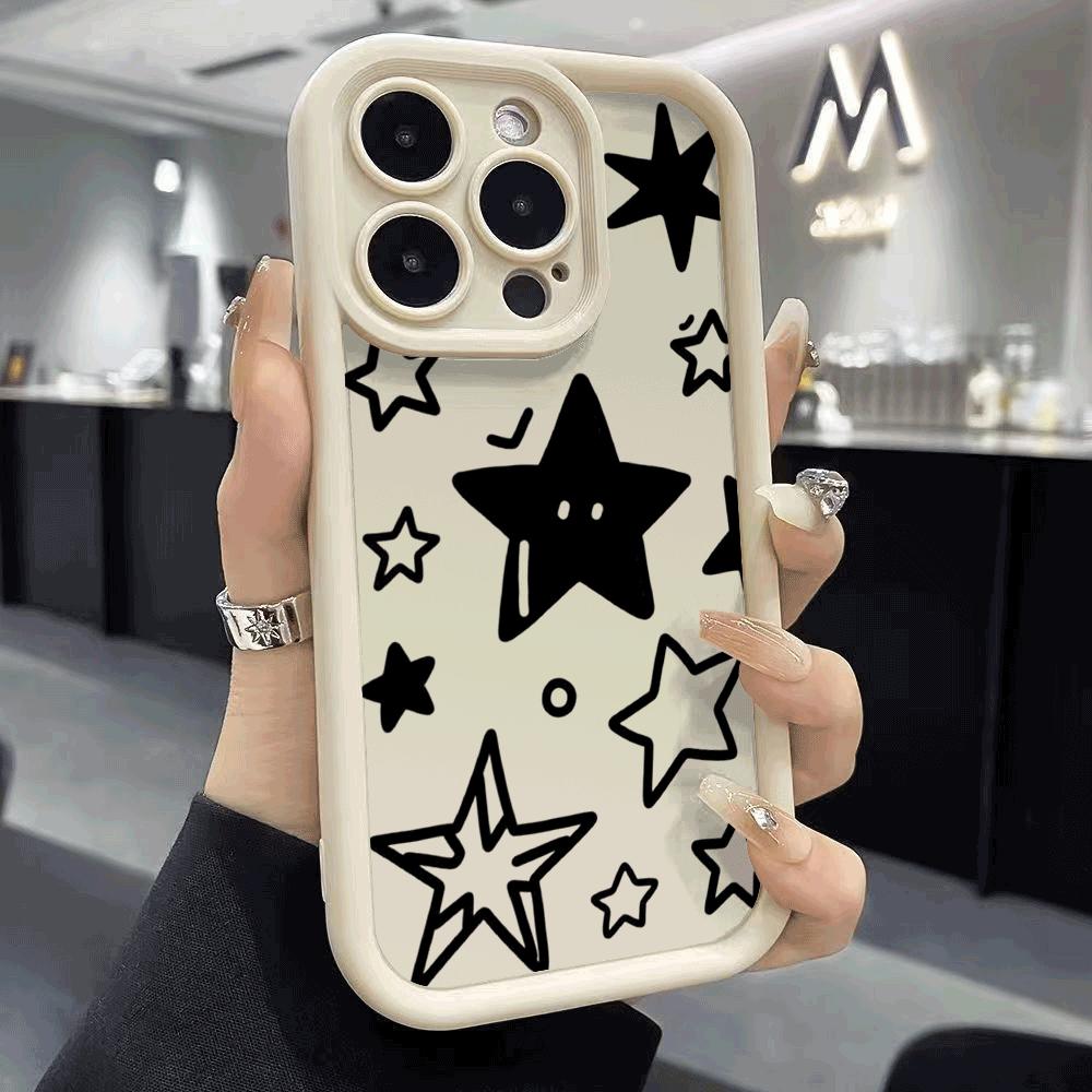 Black Star Doodles with Faces Phone Case for Xiaomi Redmi Note 14 13 12 11 10 9 8 7 Gel Flexible Anti Scratch Protective Case
