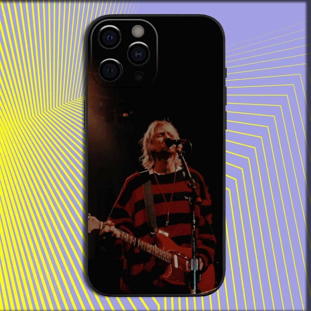 Music K-Kurt Cobain Band Phone Case For iPhone 16,15,14,13,12,11,Pro,X,XS,Max,XR,Plus,Mini Soft Black Cover