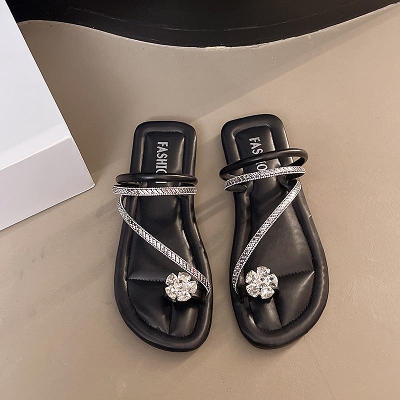 French Evening Breeze Cool Slippers Summer Outer Wear Women's Shoes 2025 New Silver Square Head with Skirt Thick Heel Sandals