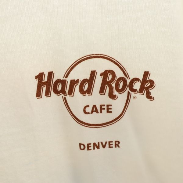 Tricou cu mânecă scurtă HARD ROCK CAFE DENVER nefolosit cu imprimeu pe spate S alb pentru bărbați folosit