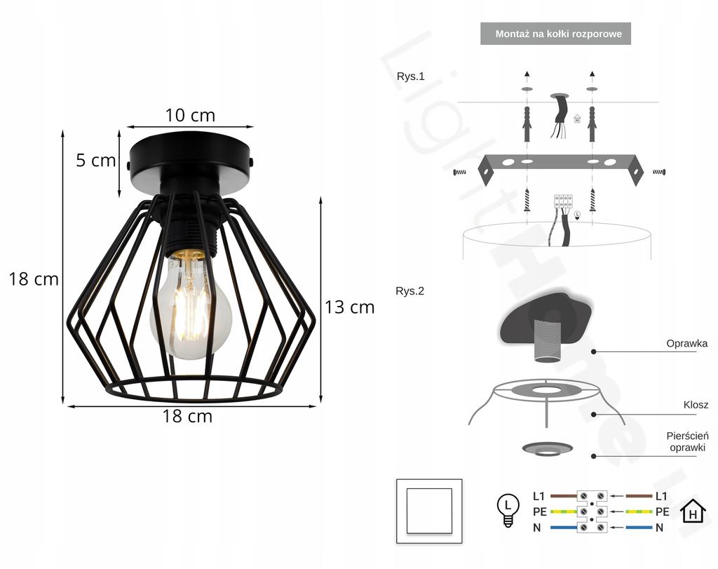LOFT CEILING LAMP DIAMOND EDISON RETRO LED