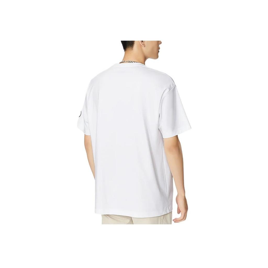 Li-Ning Wade Series International Script Print Round Neck Casual Short Sleeve Drop Shoulder T-Shirt Unisex Tops White AHSS443-2