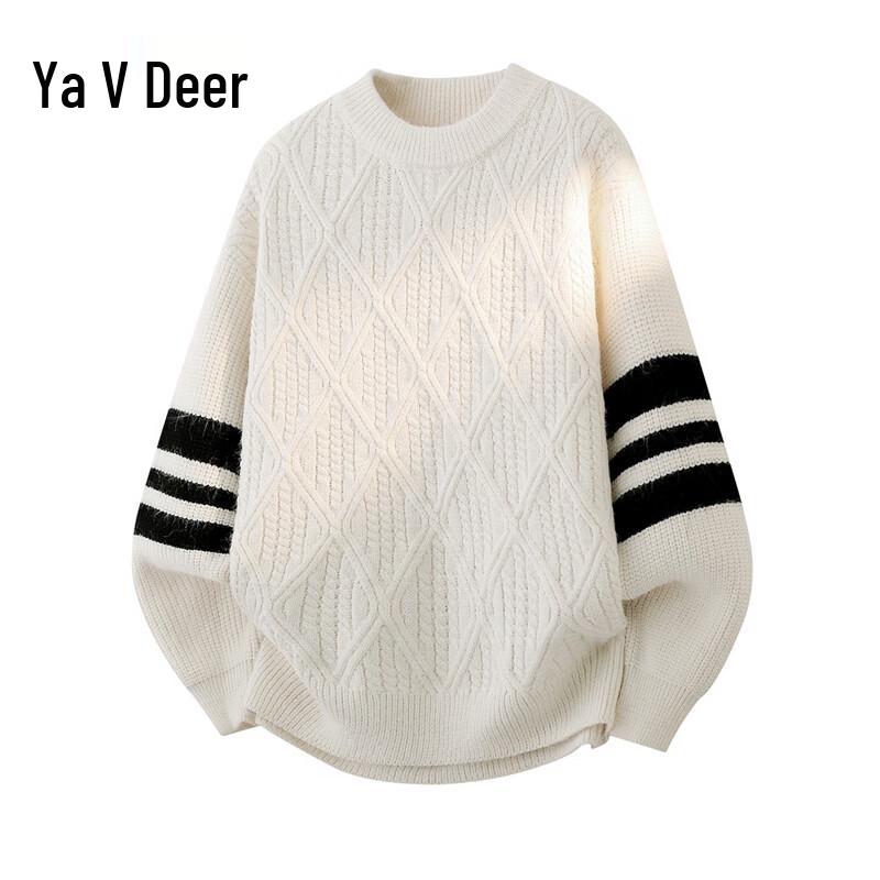 Yalu Men s Thickened Diamond Stripe Knit Sweater XL