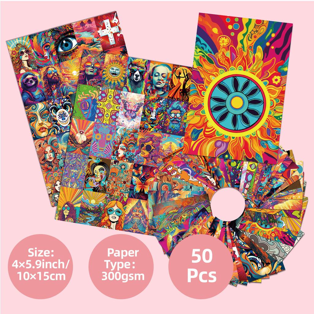 50 Colorful Wall Cards Hippie Style Creative Fashion Photography Wall Decoration
