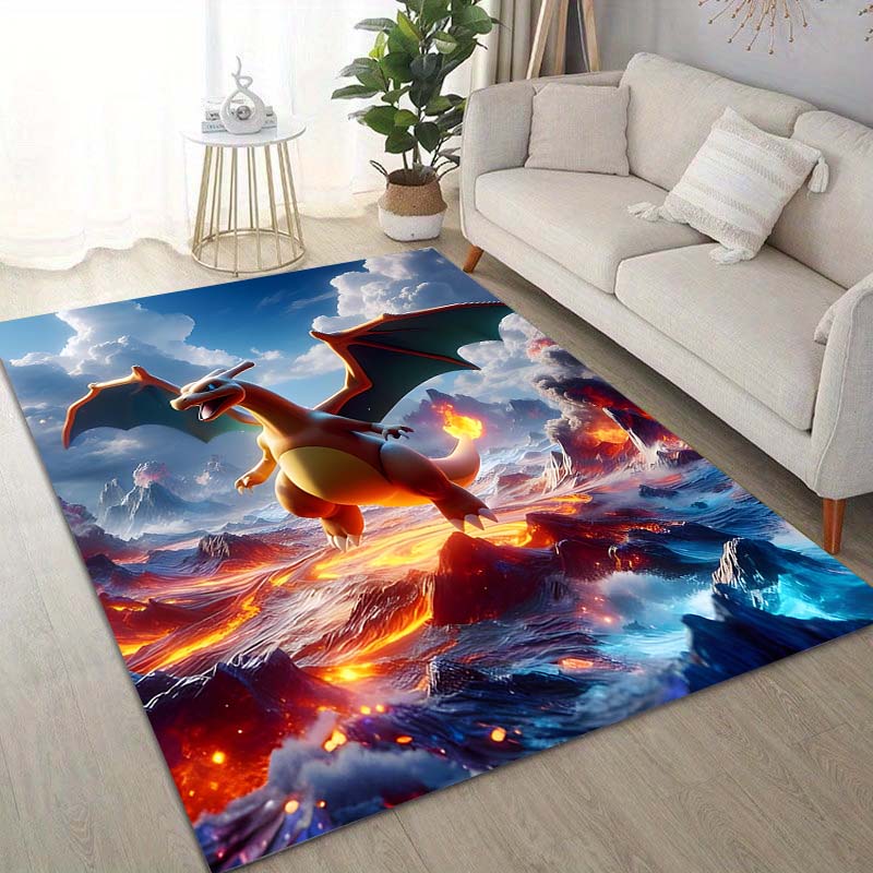 1PC Pokémon Charizard Dracaufeu Pikachu Printing Carpet for Living Room Bedroom Kid's Room Home Decor Area Rug Non-slip Mat