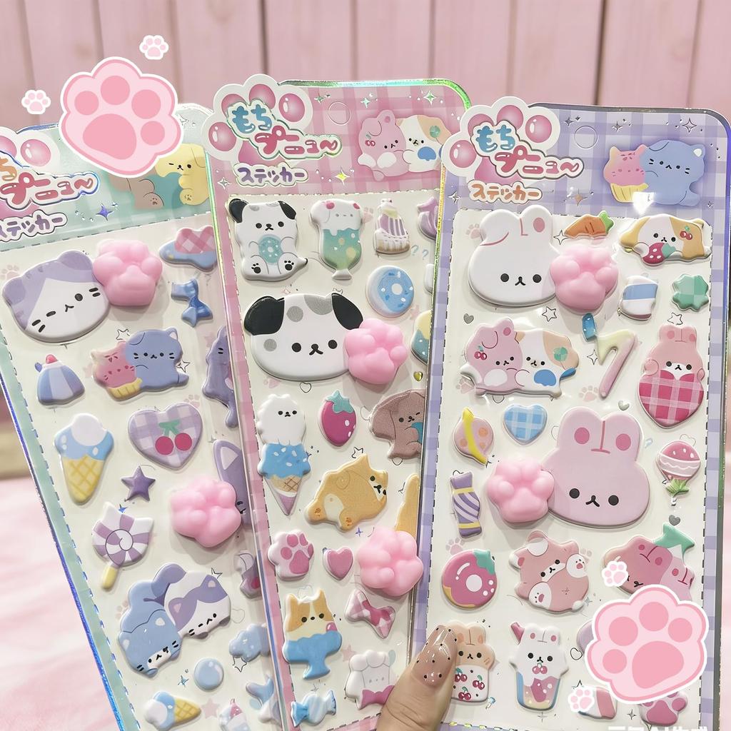 Kkek New Design Set of 4 Plump 3D Paw Squishy Butt 3D Cat Paw Animal Character Soft Fluffy and Foam Paw Reward Craft Cell Phone Smartphone Diaries