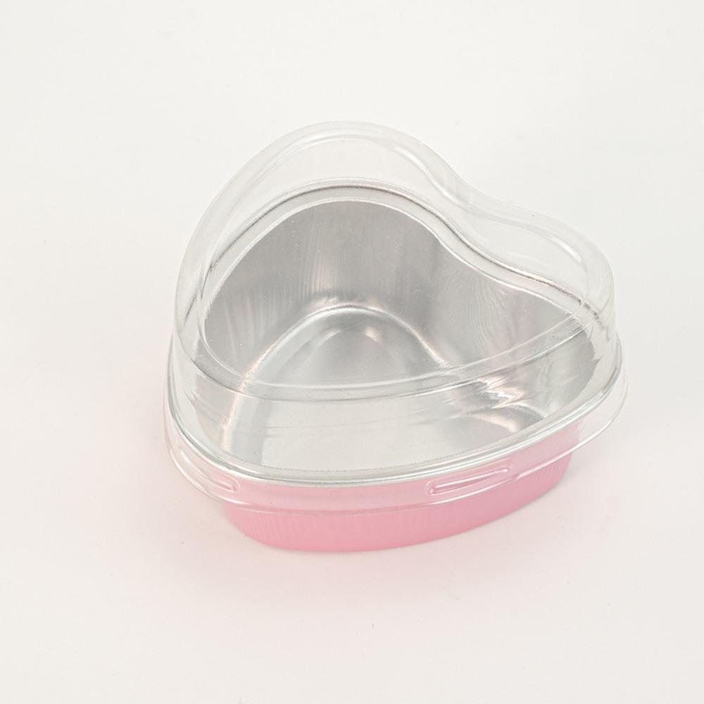 

50 Pack Gift With Lids Heart Shaped Cake Pans Aluminum Material Small Size Disposable Cupcake Pans Aluminum Foil Pans Birthdays розовый
