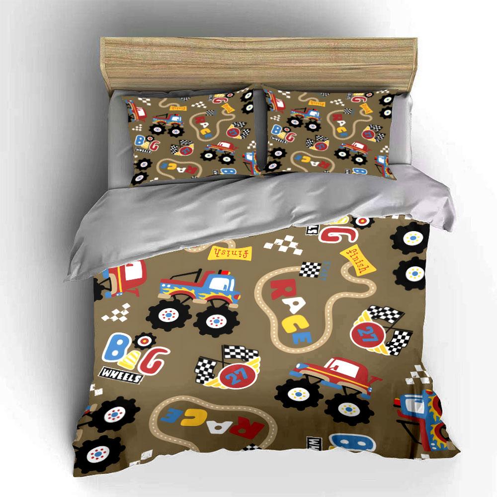 Monster Truck Racing Three-Piece Set  kid s and adults  bedroom decor, Exquisite three-piece bedding set gift 135x200cm