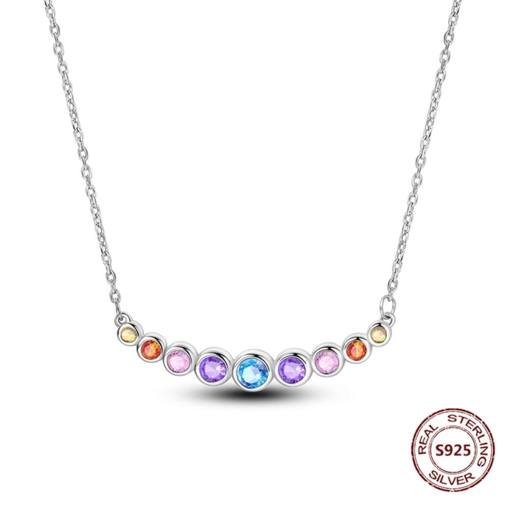925 Silver Lucky Unicorn Necklace with Butterfly Firefly Bear Paw Print Zircon Chain Link Heart Jewelry for Women