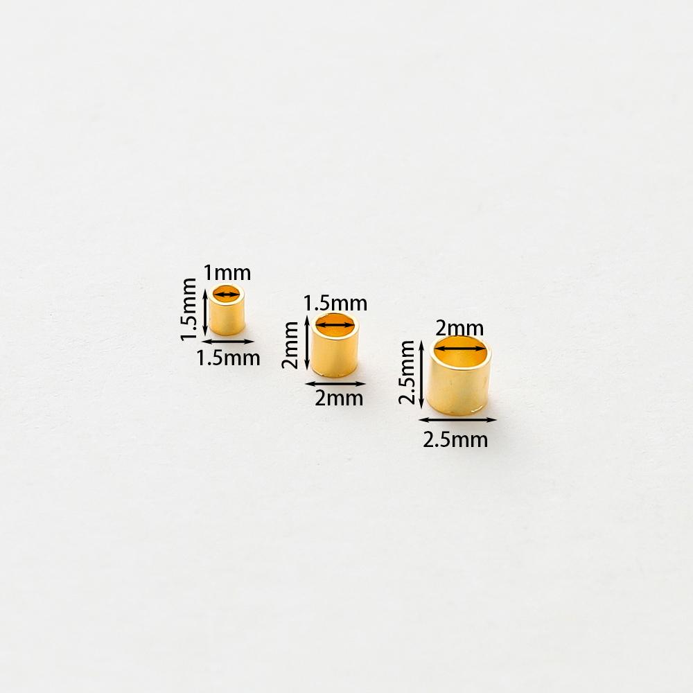 100 Stück/Los 14K 18K Goldfarbe Beschichtete Zylindrische Röhren-Abstandshalter Perlen Armband Halskette Stopperperlen Für DIY Schmuckherstellung