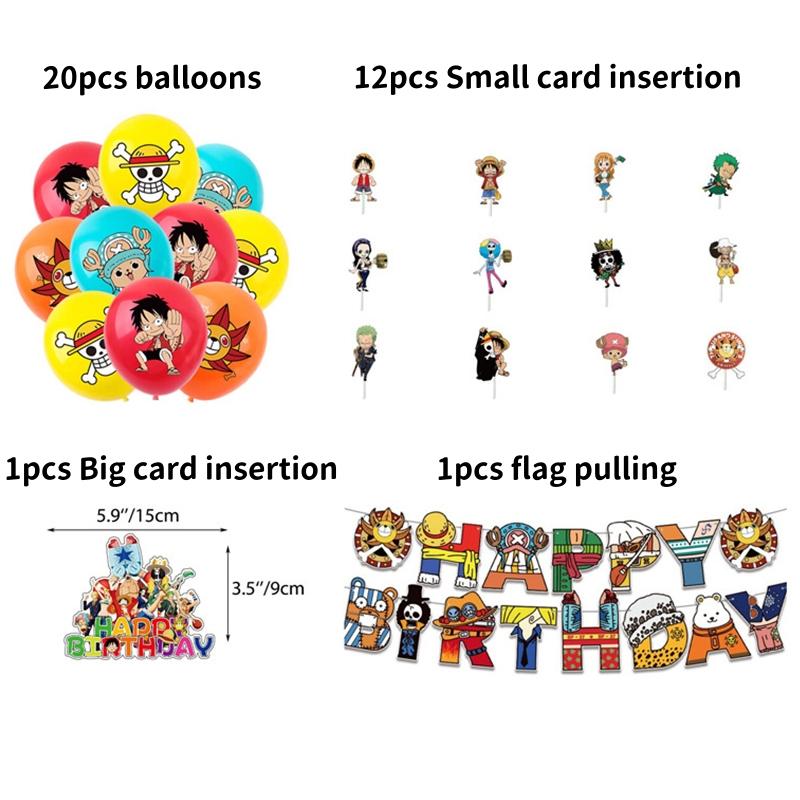1 Set Anime One Piece Luffy Alloons Banner Party Decorations Suit Cartoon Kids Children Birthday Party Supplies Gift