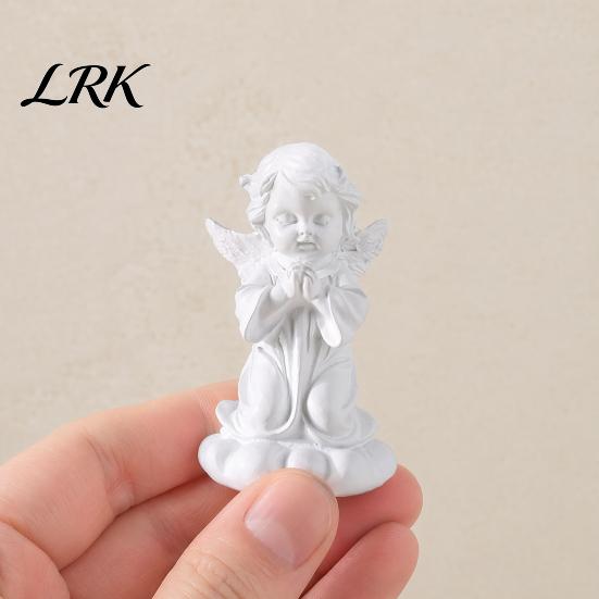 Artistic Angel Decoration Resin Cherubs Figurine, White Statue, Garden Praying Cherub Sculpture, Gypsum Statue Indoor Outdoor Home Decoration,