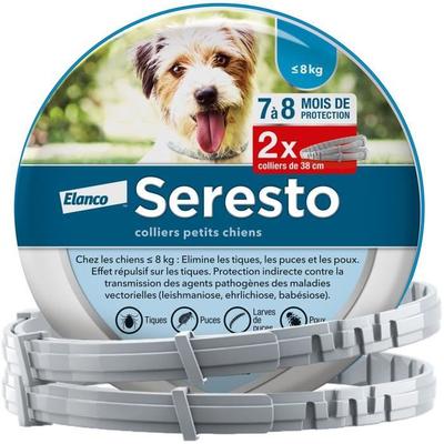 SERESTO Hundehalsband gegen Flöhe und Zecken -8kg 2 Stück